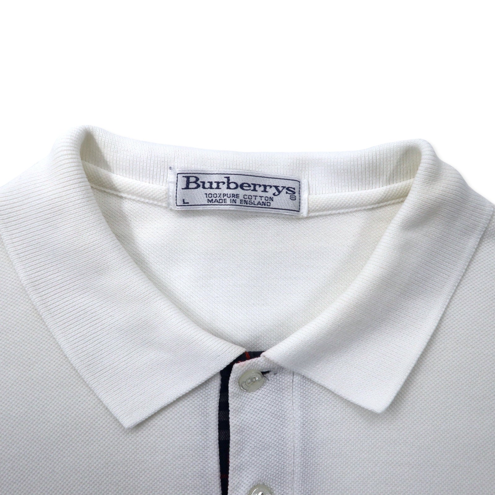 Burberrys Inghilterra Polo a maniche corte L Bianco Cotone Piquet Logo ricamato