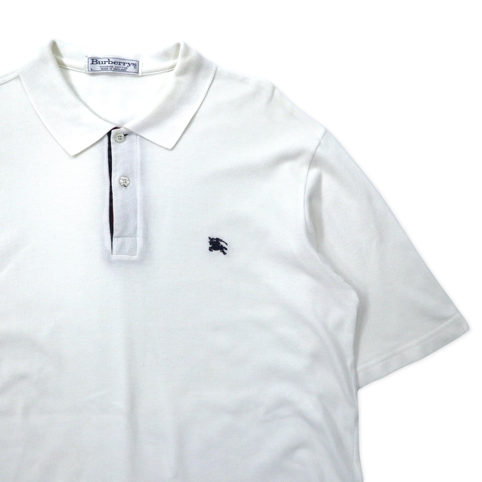 Burberrys Inghilterra Polo a maniche corte L Bianco Cotone Piquet Logo ricamato