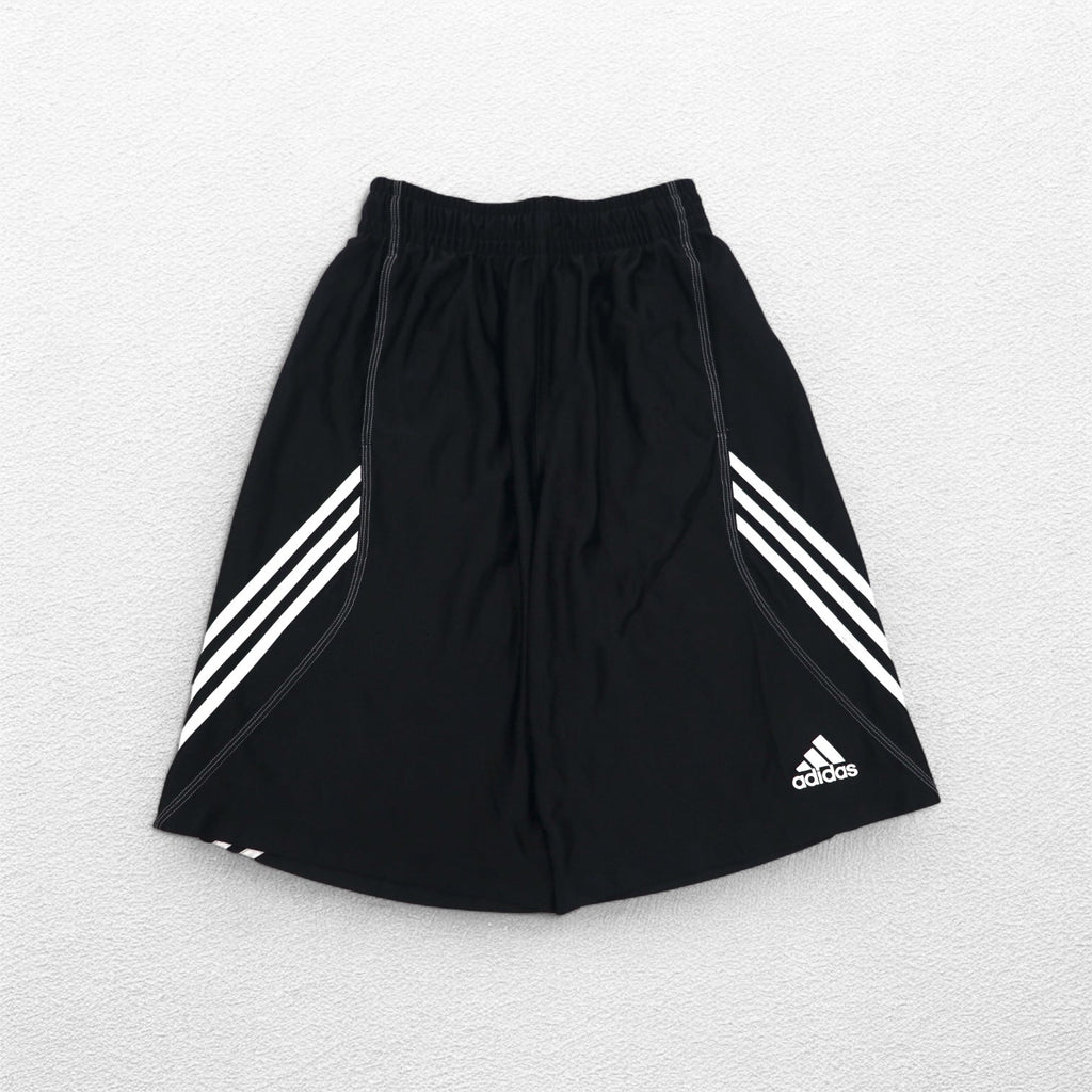 Pantaloncini Adidas a 3 strisce, neri, taglia M, in poliestere, per basket/gioco