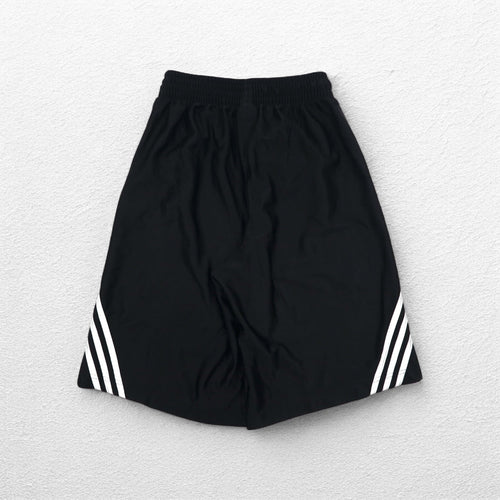 Pantaloncini Adidas a 3 strisce, neri, taglia M, in poliestere, per basket/gioco