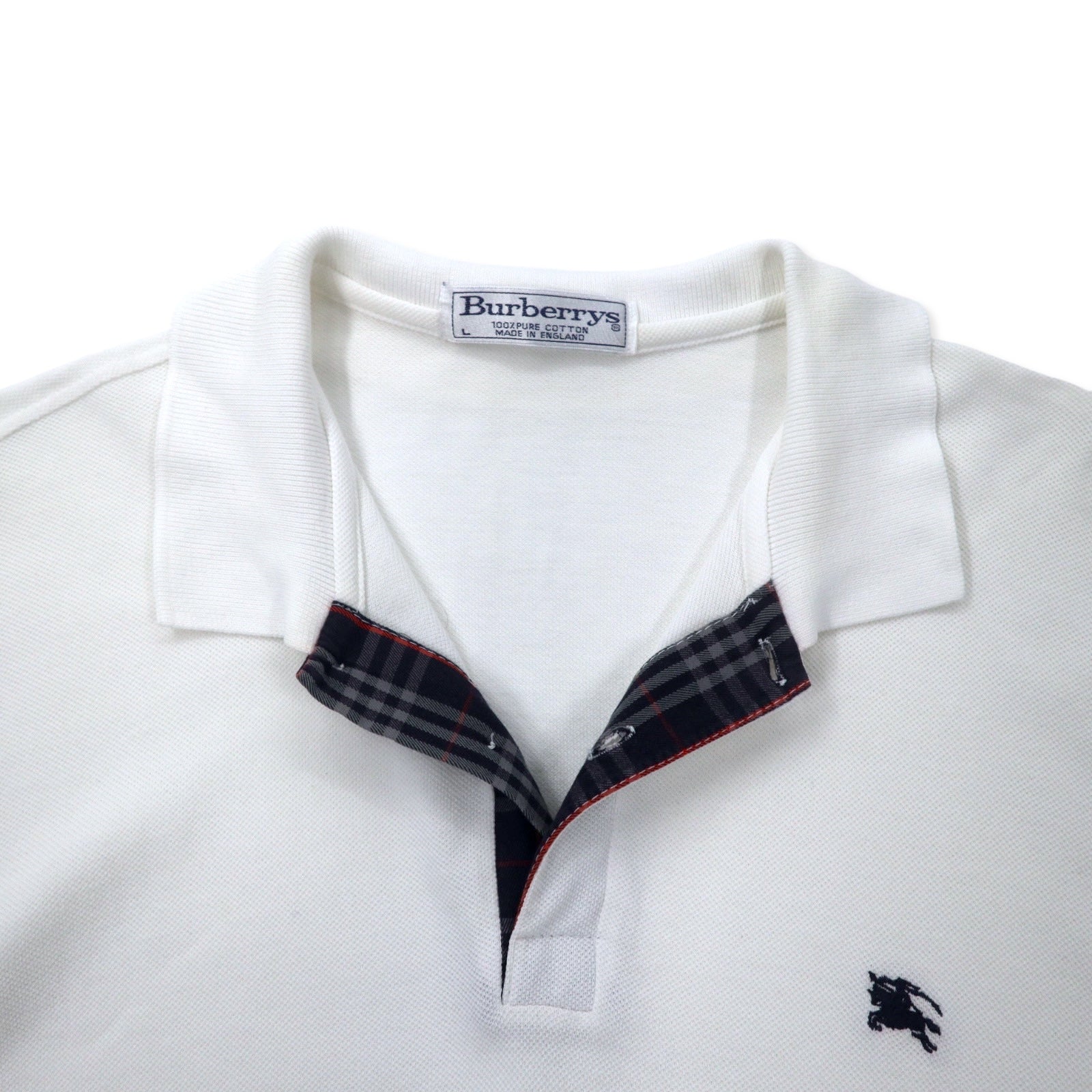 Burberrys Inghilterra Polo a maniche corte L Bianco Cotone Piquet Logo ricamato
