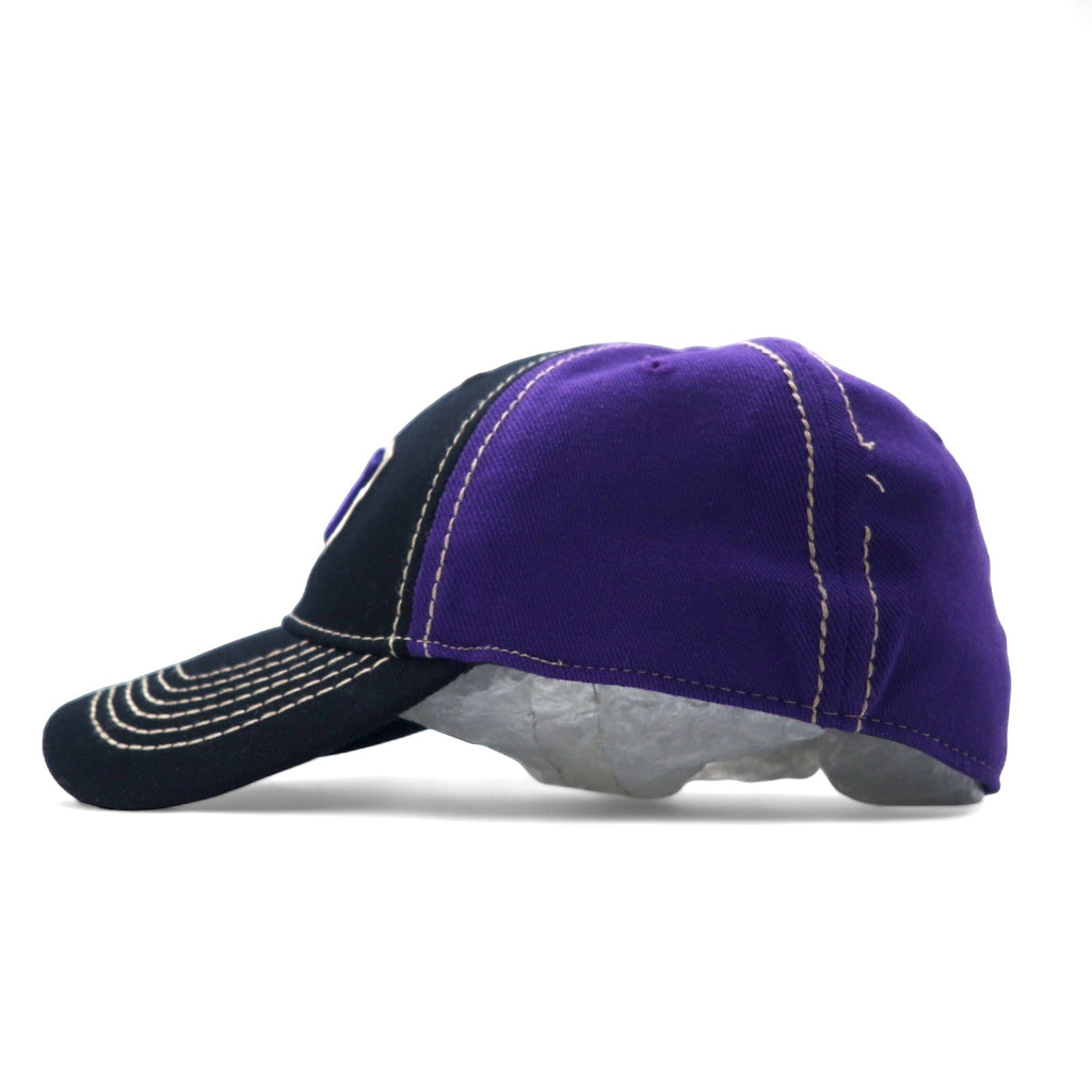 TOP OF THE WORLD College Embroidery Baseball Cap ONE Nero Viola Acrilico TCU Nuovo