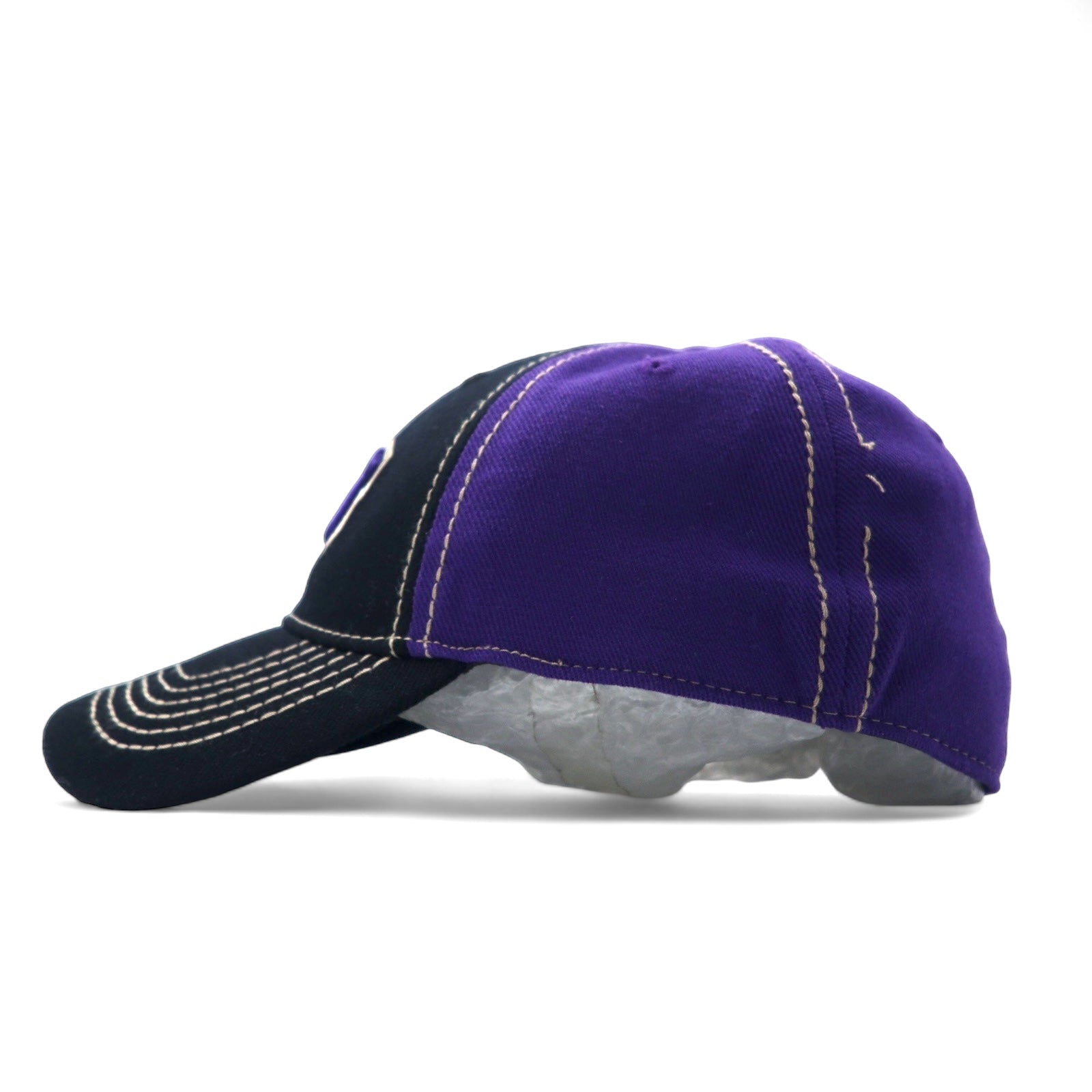 TOP OF THE WORLD College Embroidery Baseball Cap ONE Nero Viola Acrilico TCU Nuovo