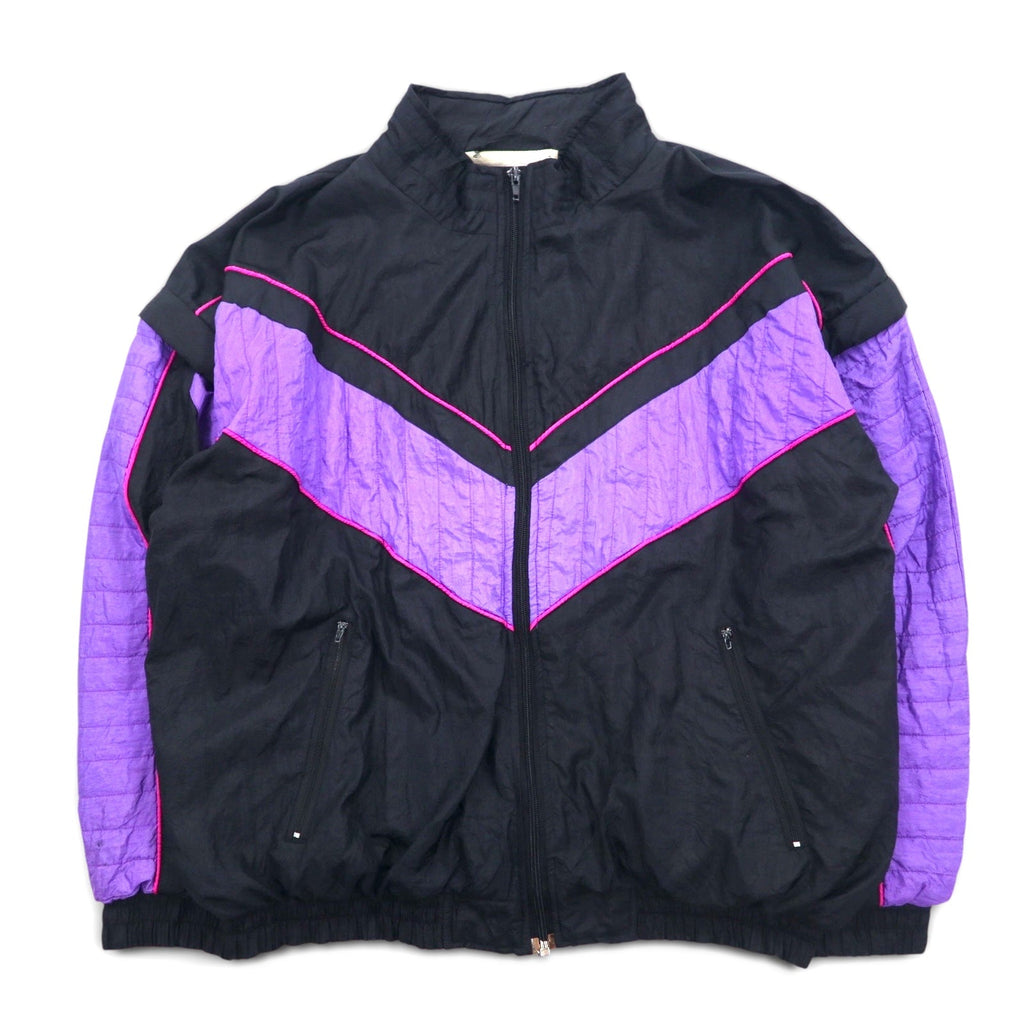 Giacca vintage in nylon anni '90, giacca da training, maglia sportiva, taglia M, nera, maniche staccabili