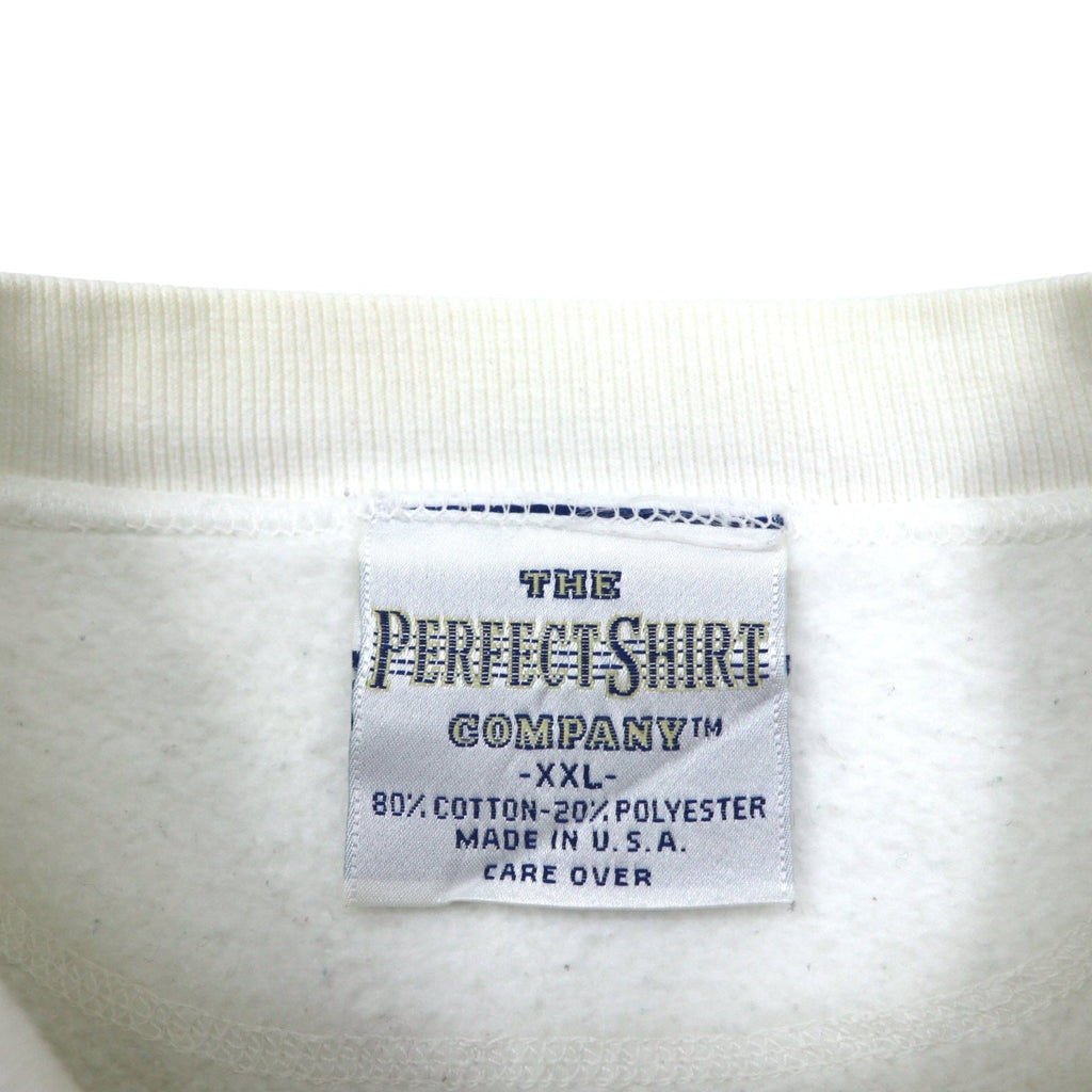 Anni '90, USA, THE PERFECTSHIRT COMPANY, felpa stampata con inserto a V sul collo, 2XL, bianca, felpata all'interno, KEEFE'S GOLF CLUBS