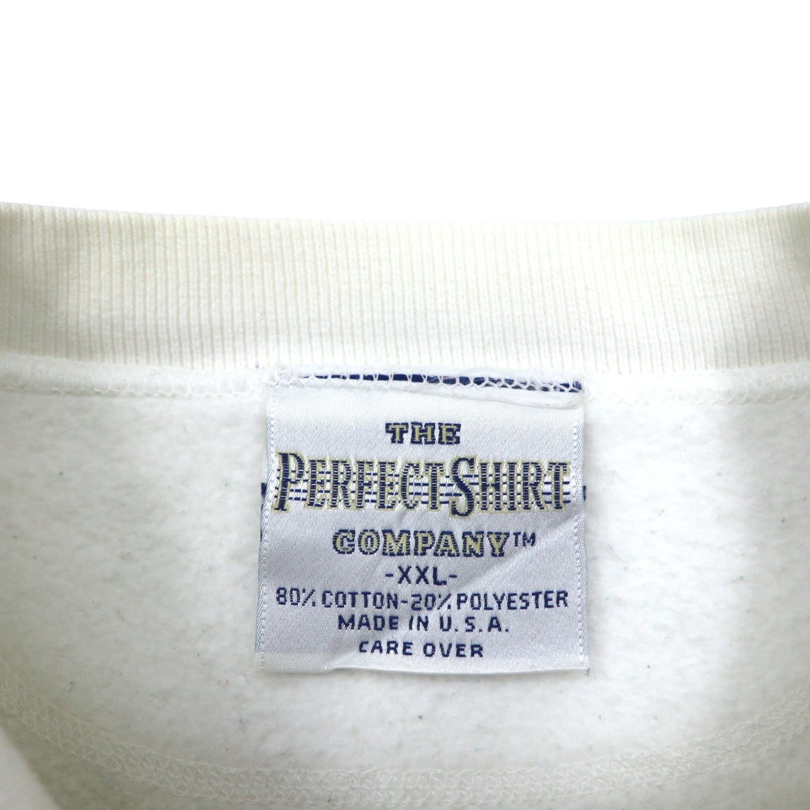 Anni '90, USA, THE PERFECTSHIRT COMPANY, felpa stampata con inserto a V sul collo, 2XL, bianca, felpata all'interno, KEEFE'S GOLF CLUBS
