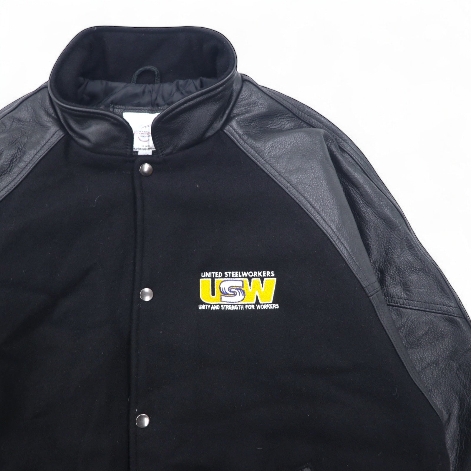 UNIVERSAL promotions - Giacca in Melton con inserti in pelle, taglia L, colore nero, pelle UNITED STEEL WORKERS