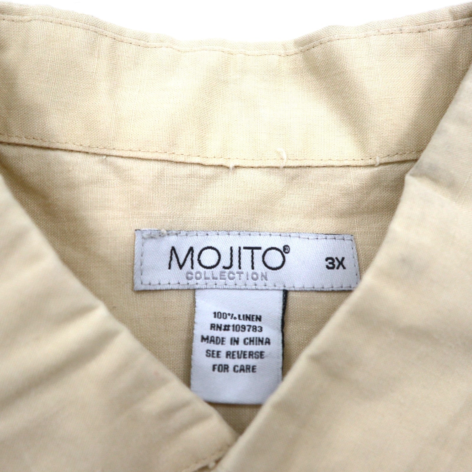 MOJITO COLLECTION リネン キューバシャツ 3XL ベージュ ボックスシルエット マルチポケット