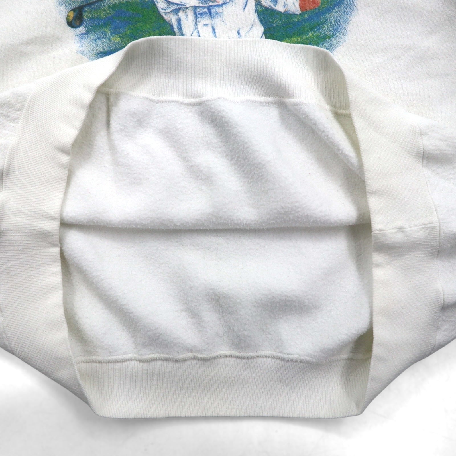 Anni '90, USA, THE PERFECTSHIRT COMPANY, felpa stampata con inserto a V sul collo, 2XL, bianca, felpata all'interno, KEEFE'S GOLF CLUBS