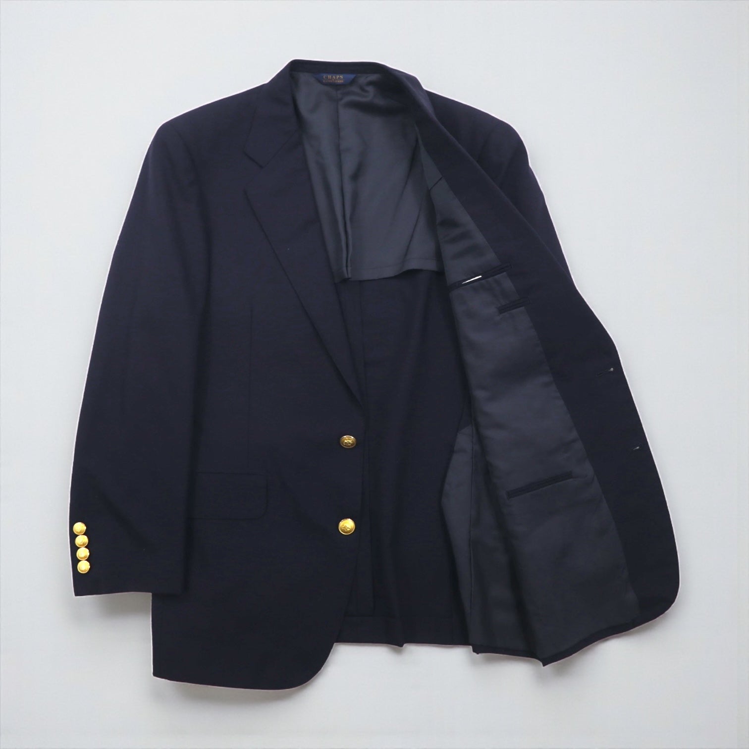 CHAPS Ralph Lauren 80年代 日本製 ブレザー テーラードジャケット M ネイビー ウール 紺ブレ 金ボタン