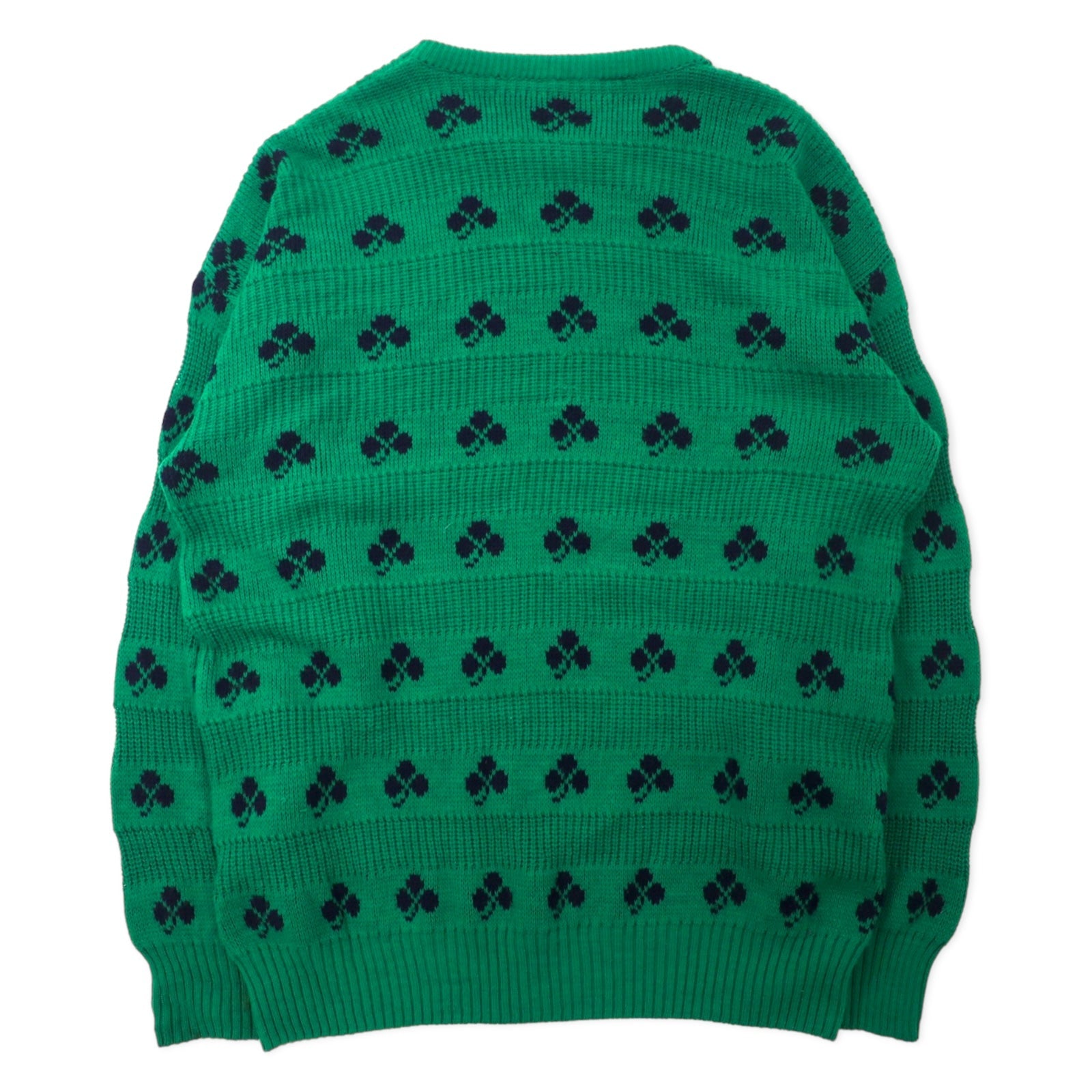 Maglione in lana Quill, anni '70, made in Ireland, a maglia grossa, taglia XL, verde, fantasia quadrifoglio, acrilico, oversize