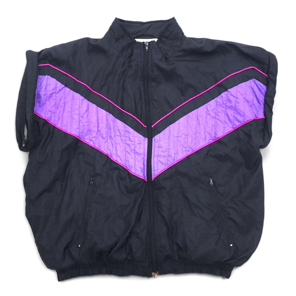 Giacca vintage in nylon anni '90, giacca da training, maglia sportiva, taglia M, nera, maniche staccabili