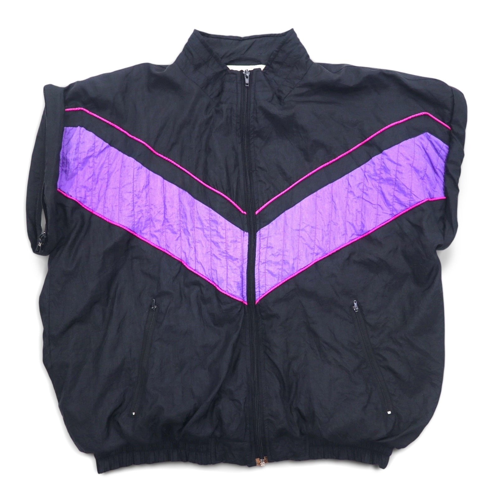 Giacca vintage in nylon anni '90, giacca da training, maglia sportiva, taglia M, nera, maniche staccabili