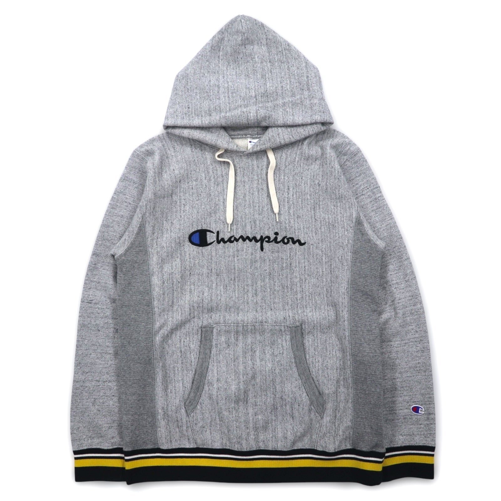 Champion Reverse Weave REVERSE WEAVE Felpa con cappuccio a pullover con bordi a costine M Grigio Ricamo logo script C8-S103