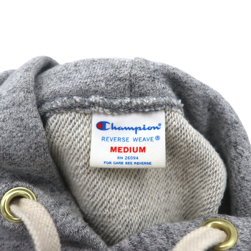 Champion リバースウィーブ REVERSE WEAVE リブライン プルオーバー パーカー M グレー スクリプトロゴ刺繍 C8-S103