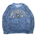 Felpa vintage anni '90, Made in USA, con piume, anni '90, felpa stone wash, taglia L, blu, ATLANTIC CITY