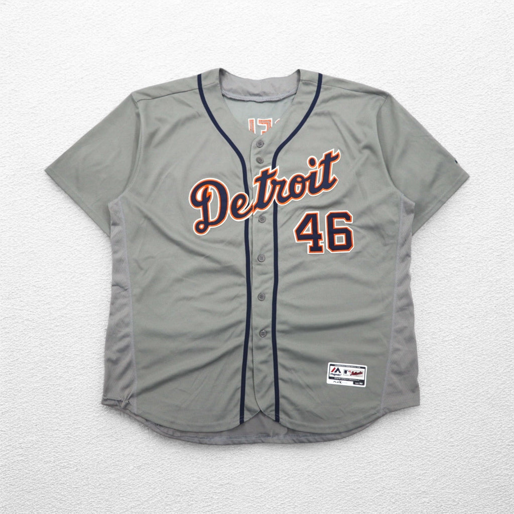 majestic USA MLB Maglia da baseball XL Grigio Detroit TIGERS Numerata FLEX BASE