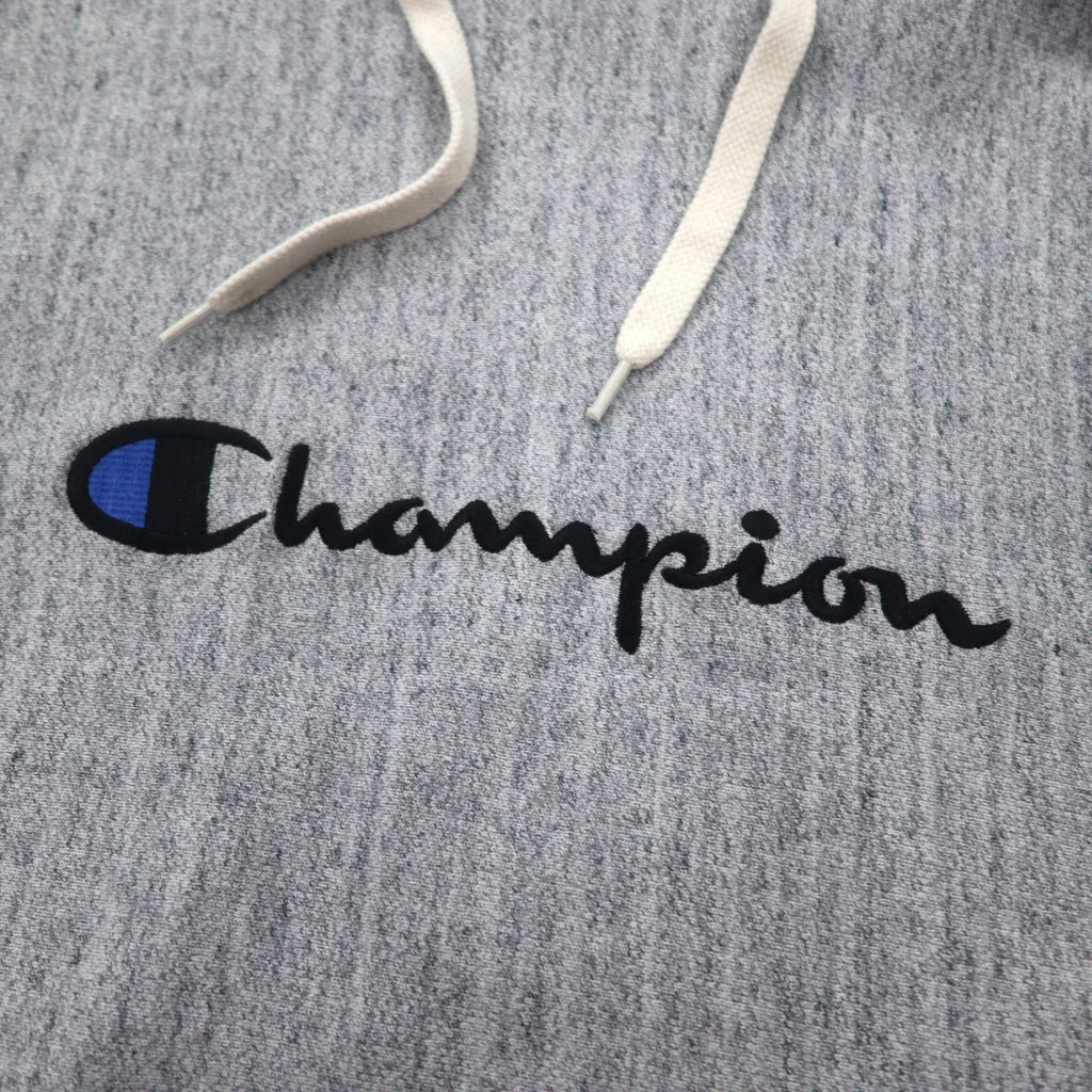 Champion リバースウィーブ REVERSE WEAVE リブライン プルオーバー パーカー M グレー スクリプトロゴ刺繍 C8-S103