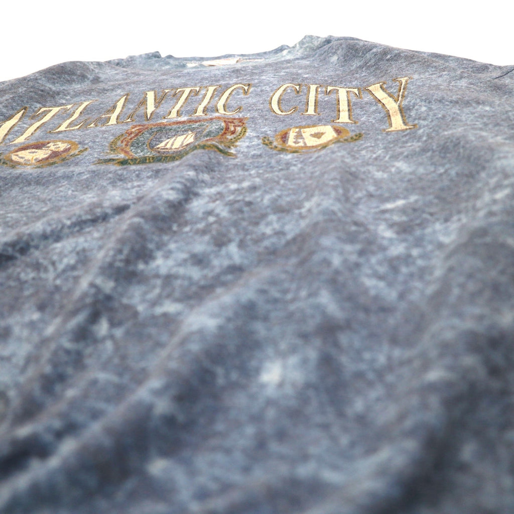 Felpa vintage anni '90, Made in USA, con piume, anni '90, felpa stone wash, taglia L, blu, ATLANTIC CITY
