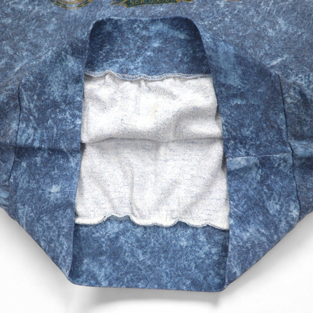 Felpa vintage anni '90, Made in USA, con piume, anni '90, felpa stone wash, taglia L, blu, ATLANTIC CITY
