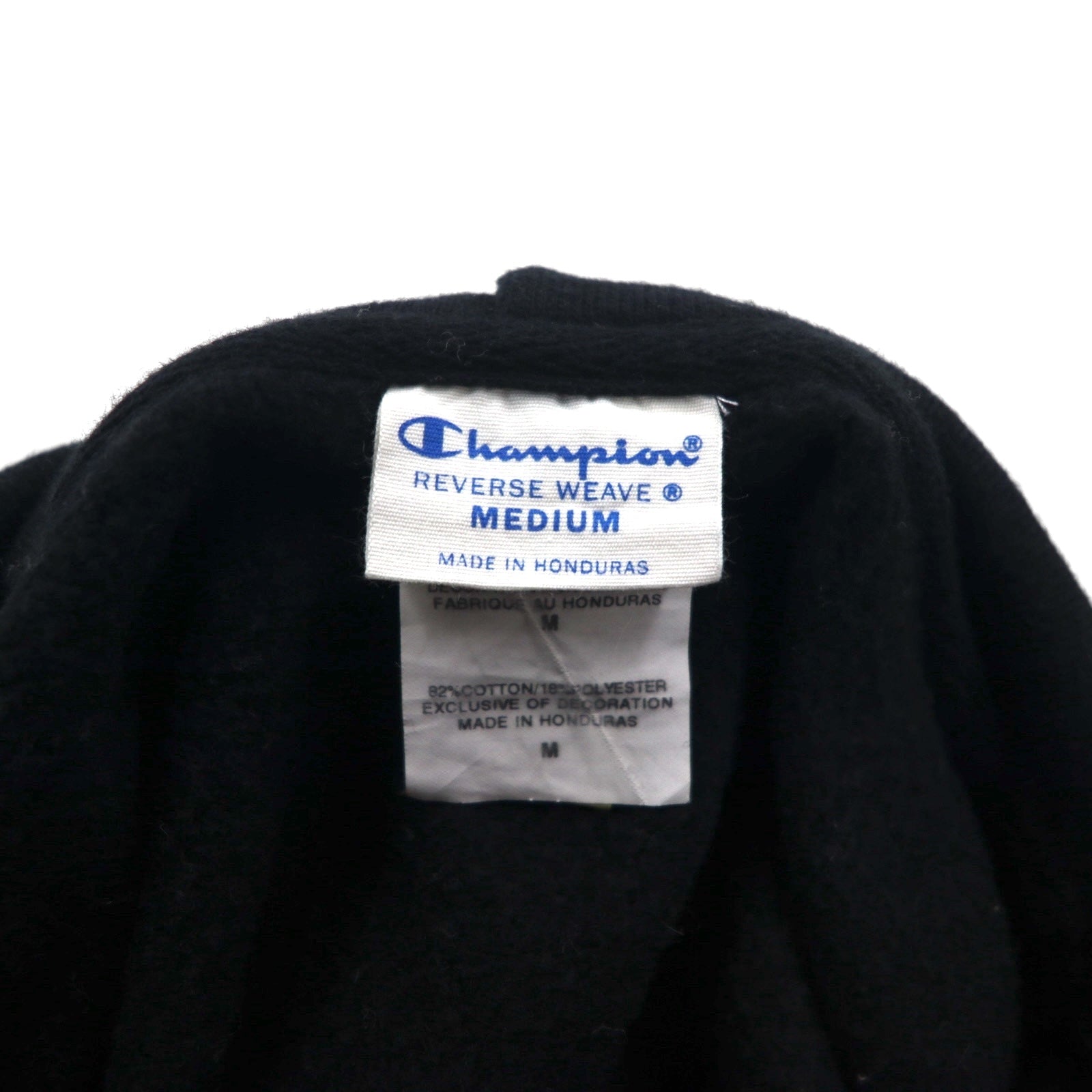 Champion REVERSE WEAVE Felpa con cappuccio M nera Tinta unita Cotone Felpato Etichetta blu replica Prodotto in Honduras