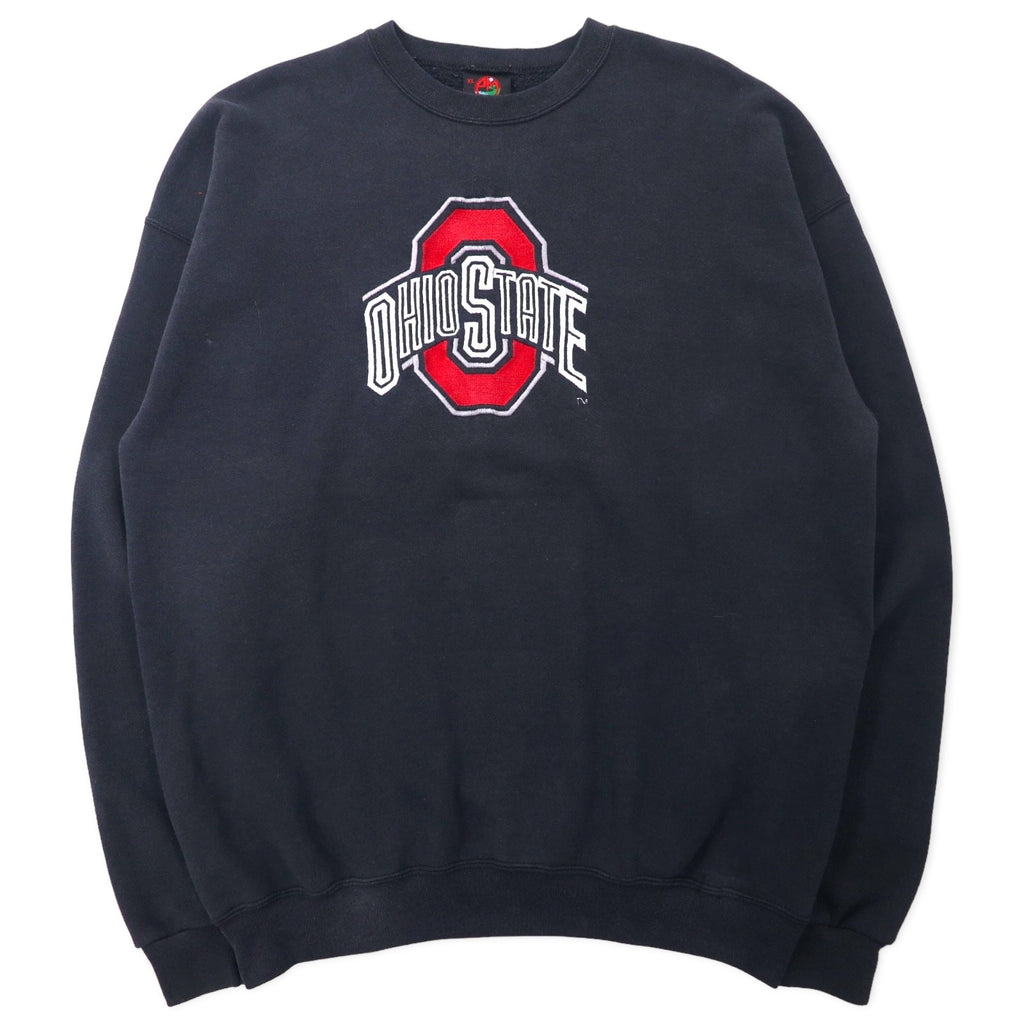 Felpa PM SPORTS USA anni '90 con ricamo college, XL, nera, cotone, OHIO STATE, taglia grande