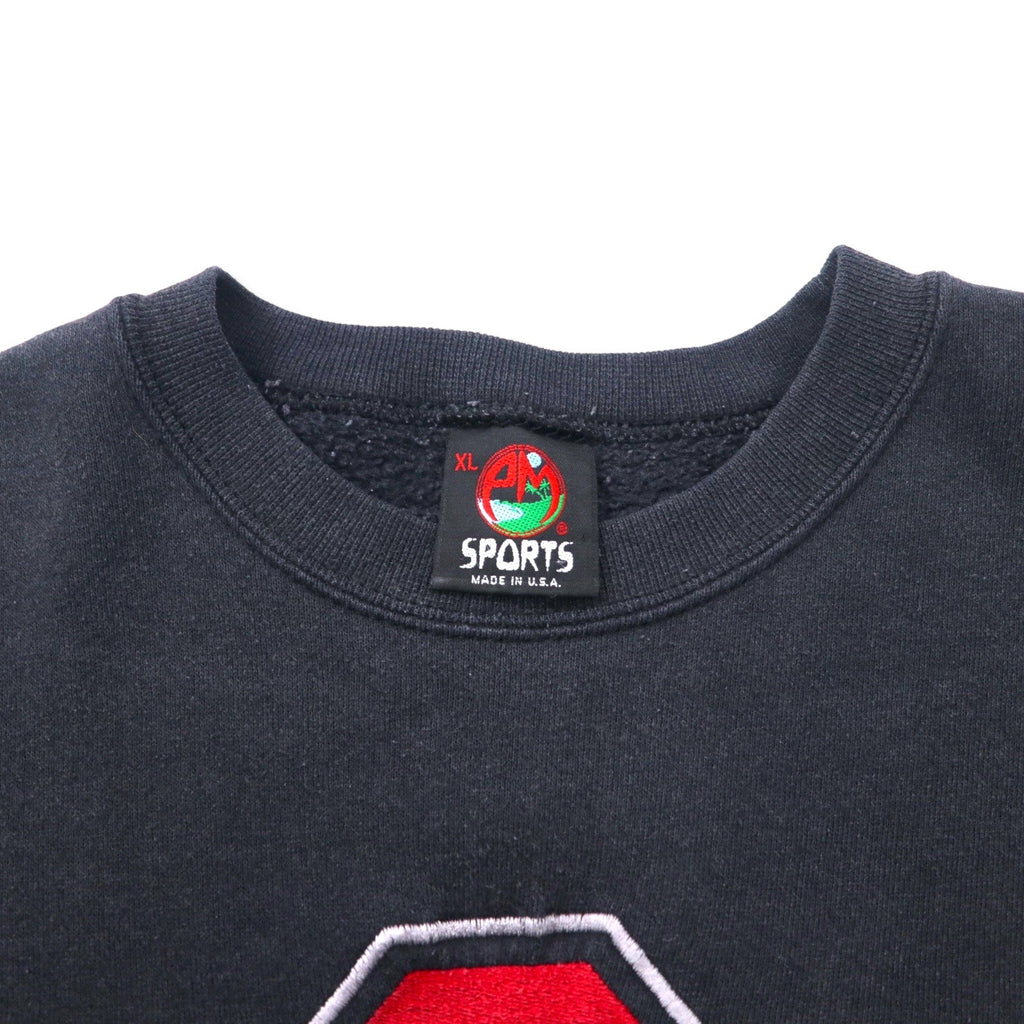 Felpa PM SPORTS USA anni '90 con ricamo college, XL, nera, cotone, OHIO STATE, taglia grande