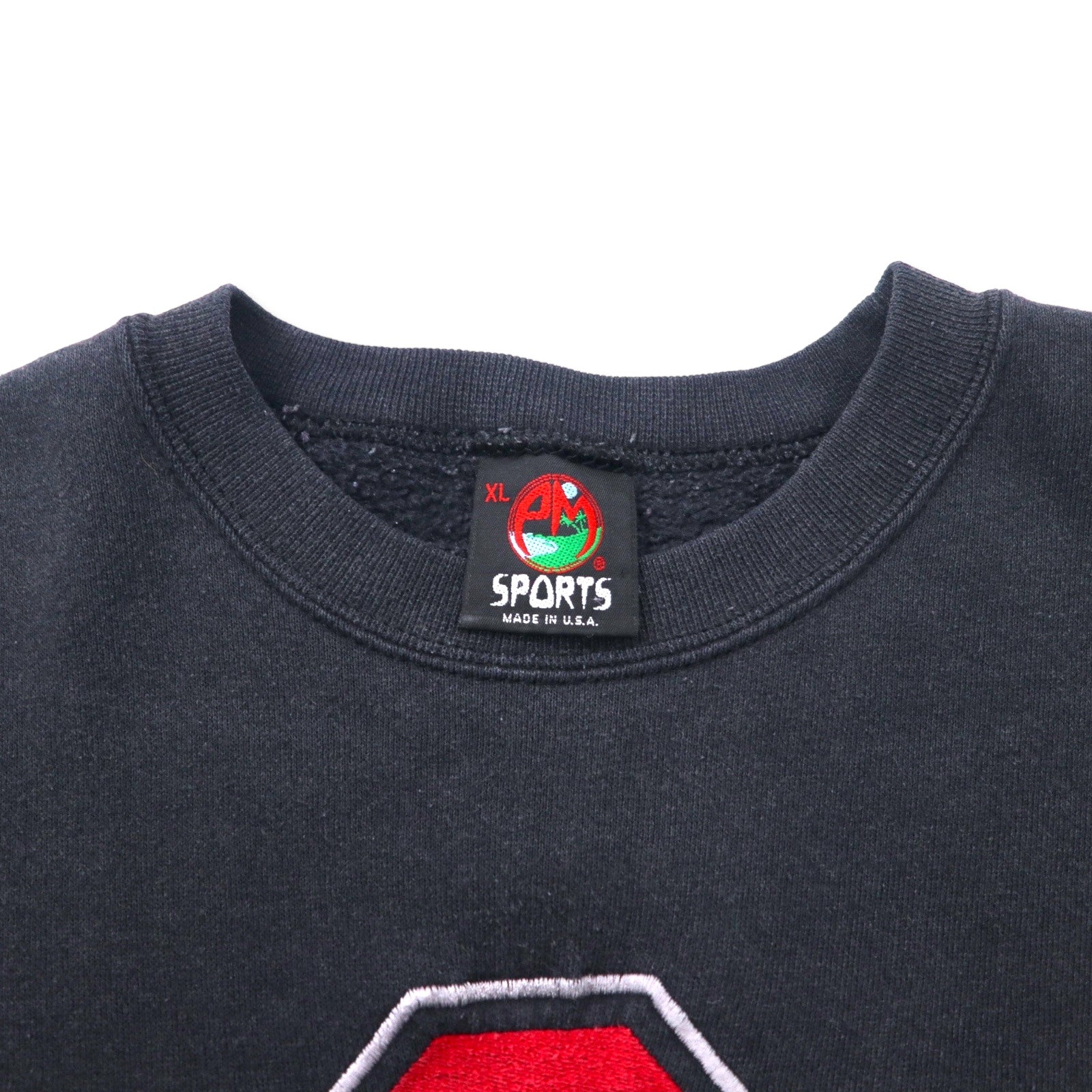 Felpa PM SPORTS USA anni '90 con ricamo college, XL, nera, cotone, OHIO STATE, taglia grande