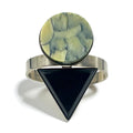 TOGA geometrico pietre colorate bracciale rigido a polsino argento metallo marmo cerchio triangolo