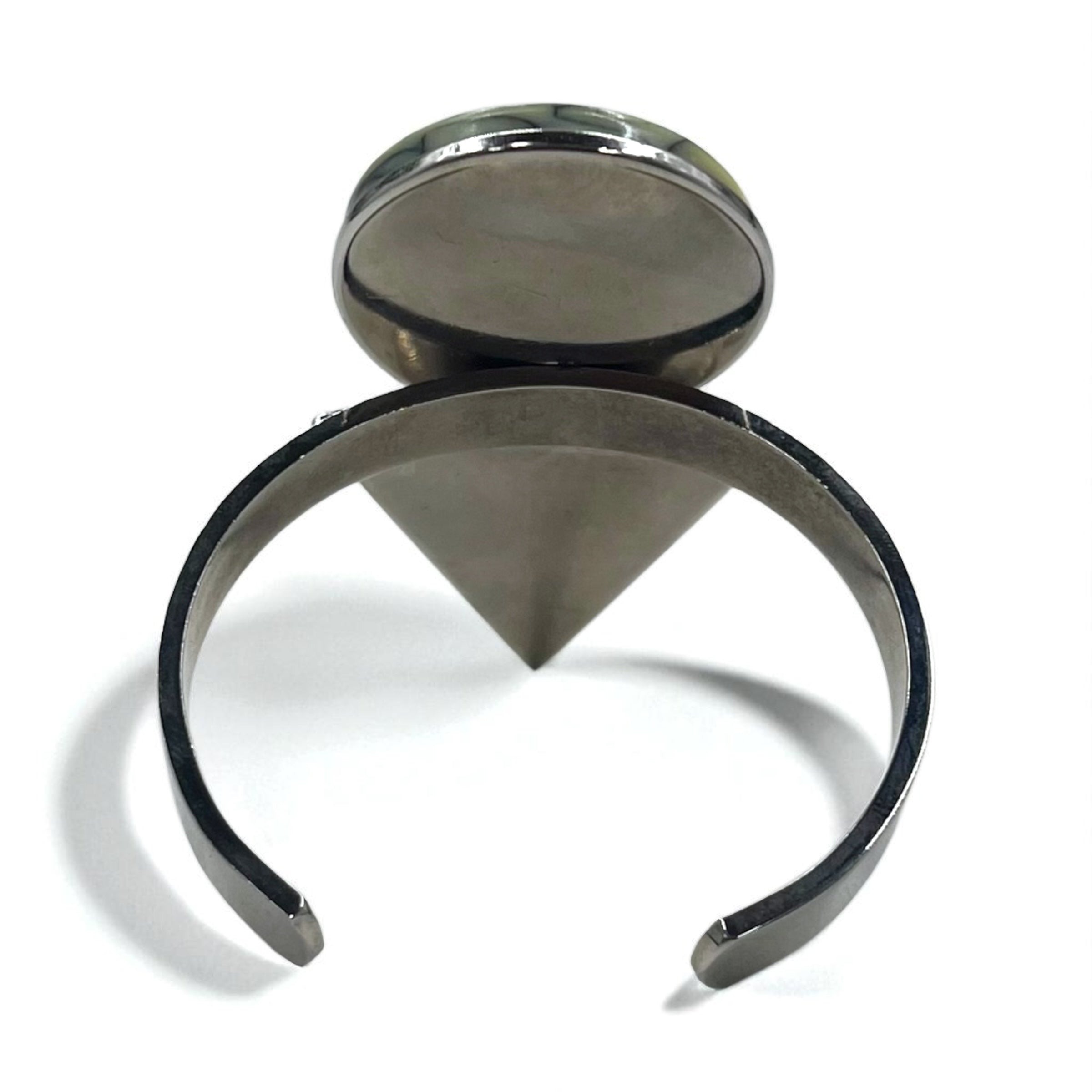 TOGA geometrico pietre colorate bracciale rigido a polsino argento metallo marmo cerchio triangolo