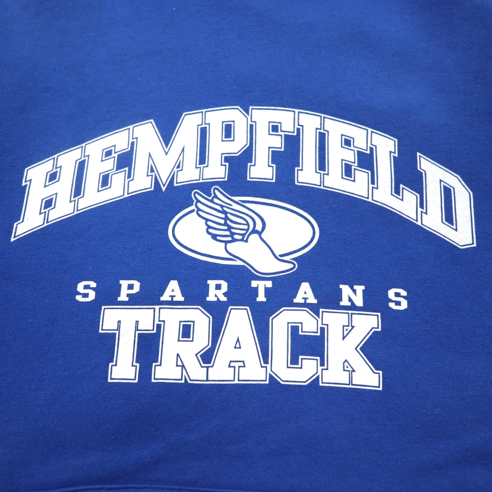 JERZEES カレッジプリント プルオーバーパーカー L ブルー コットン HEMPFIELD SPARTANS TRACK
