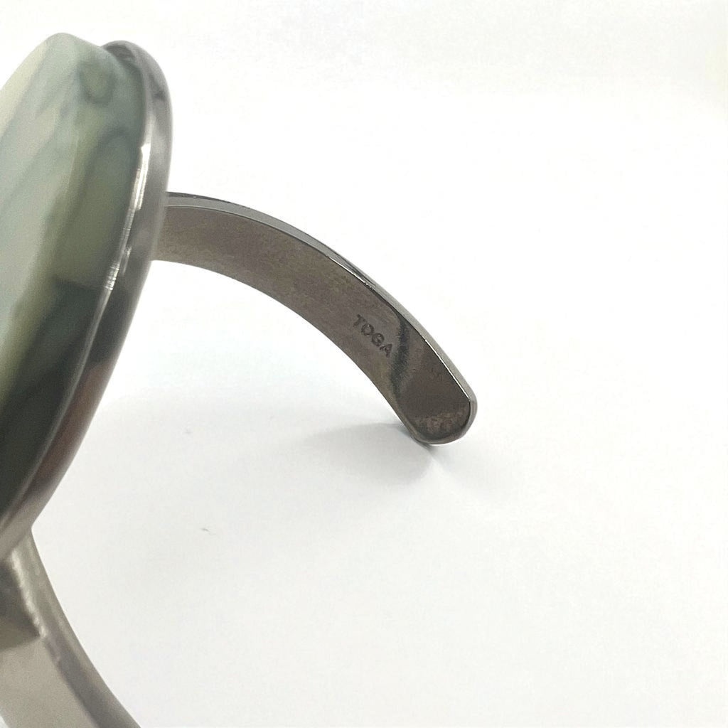 TOGA geometrico pietre colorate bracciale rigido a polsino argento metallo marmo cerchio triangolo
