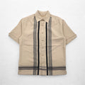 Camicia cubana HAVANERA in poliestere a righe con taglio a scatola, taglia M, colore beige