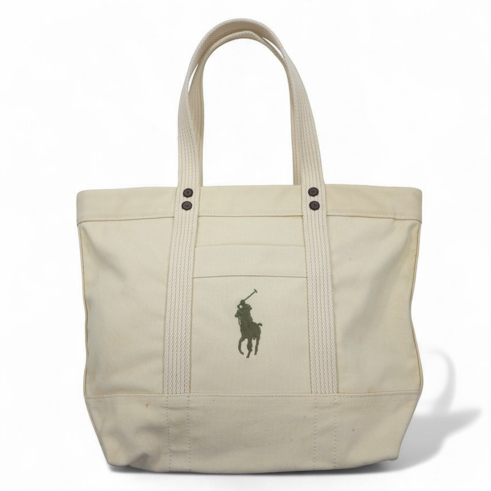 POLO RALPH LAUREN Borsa tote in tela bianca con ricamo Big Pony in cotone