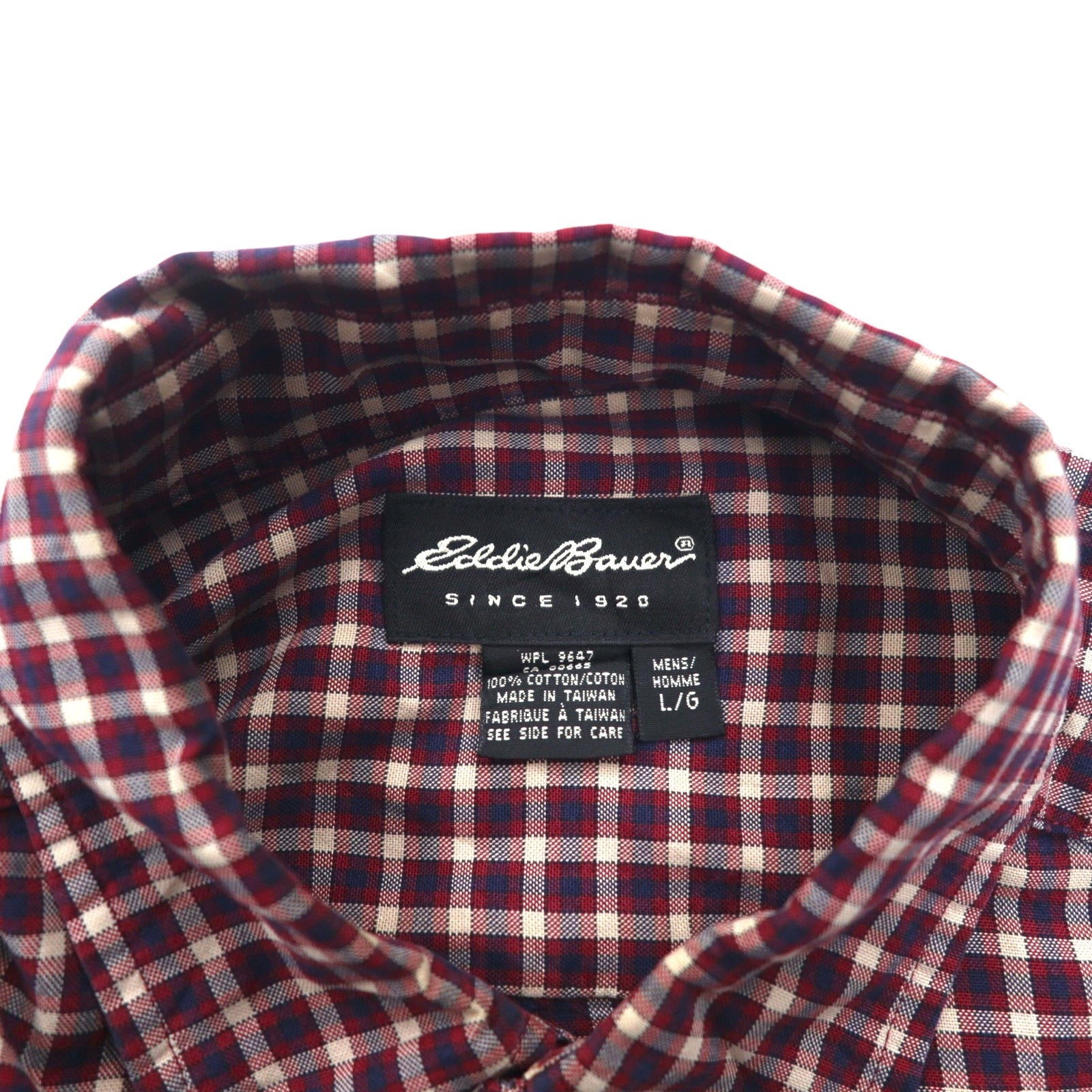 Eddie Bauer Anni '90 Camicia button-down oversize L Cotone a quadri rossa