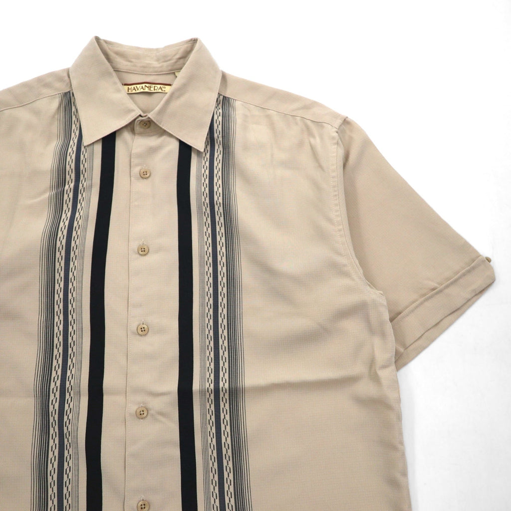 Camicia cubana HAVANERA in poliestere a righe con taglio a scatola, taglia M, colore beige