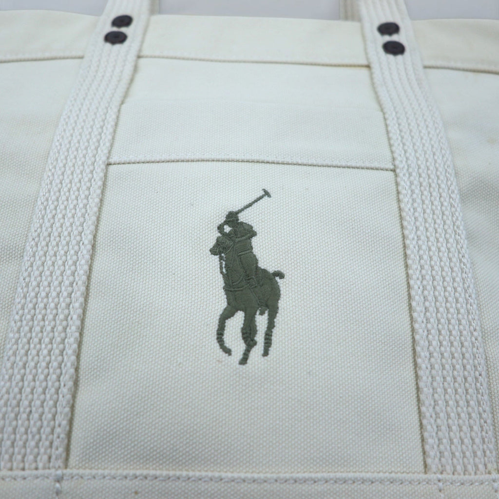 POLO RALPH LAUREN Borsa tote in tela bianca con ricamo Big Pony in cotone