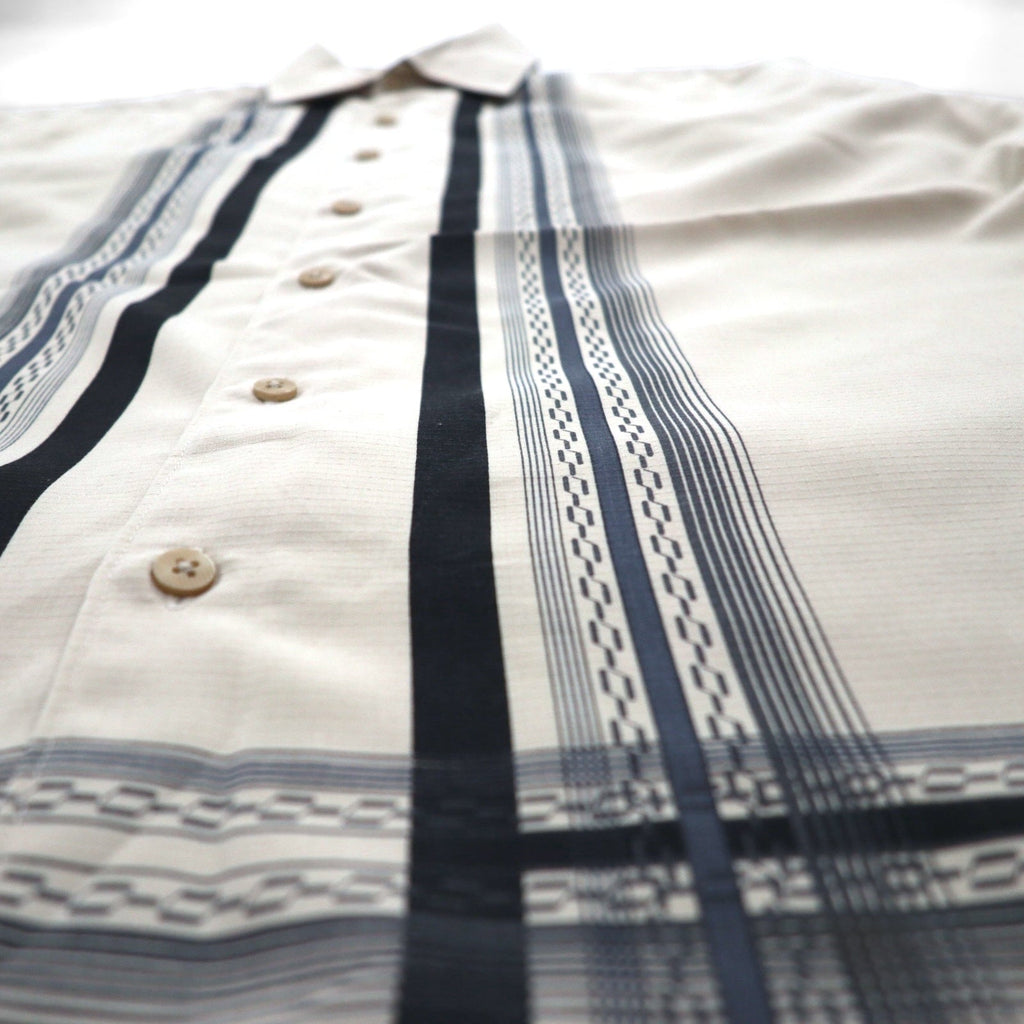 Camicia cubana HAVANERA in poliestere a righe con taglio a scatola, taglia M, colore beige