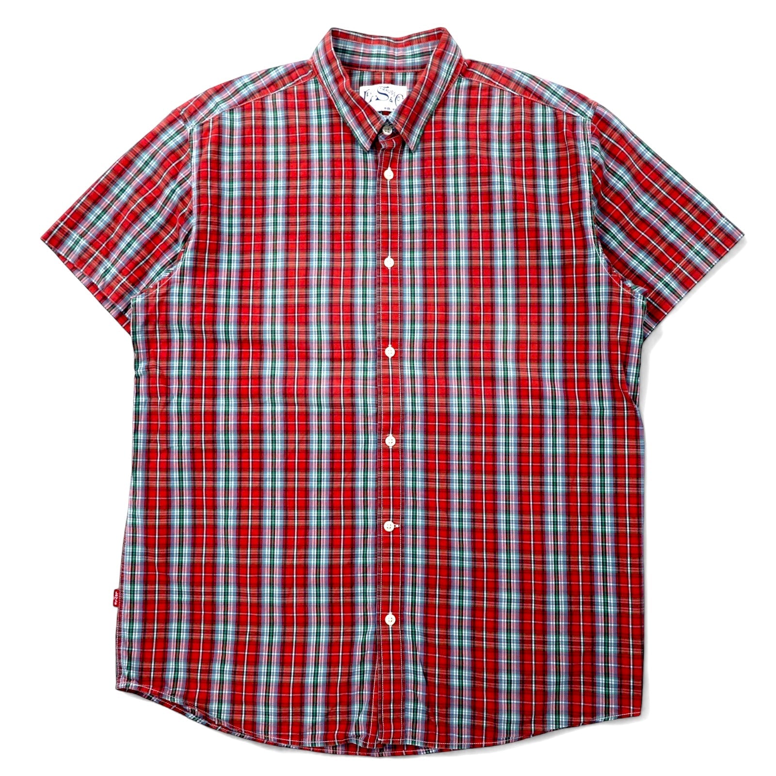LEVI STRAUSS & Co. Euro Levis Classic Fit Camicia a maniche corte XL a quadri rossa in cotone Button Replacement