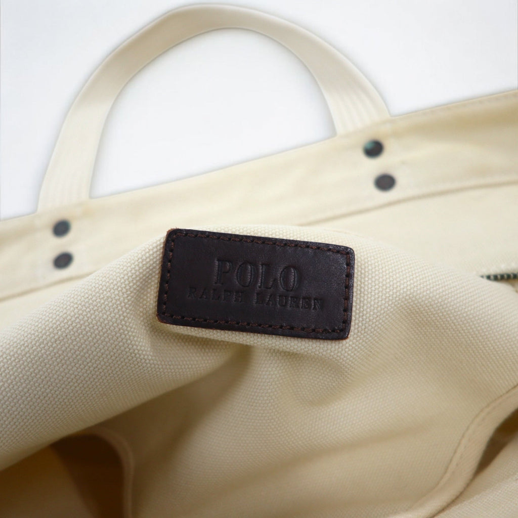 POLO RALPH LAUREN Borsa tote in tela bianca con ricamo Big Pony in cotone
