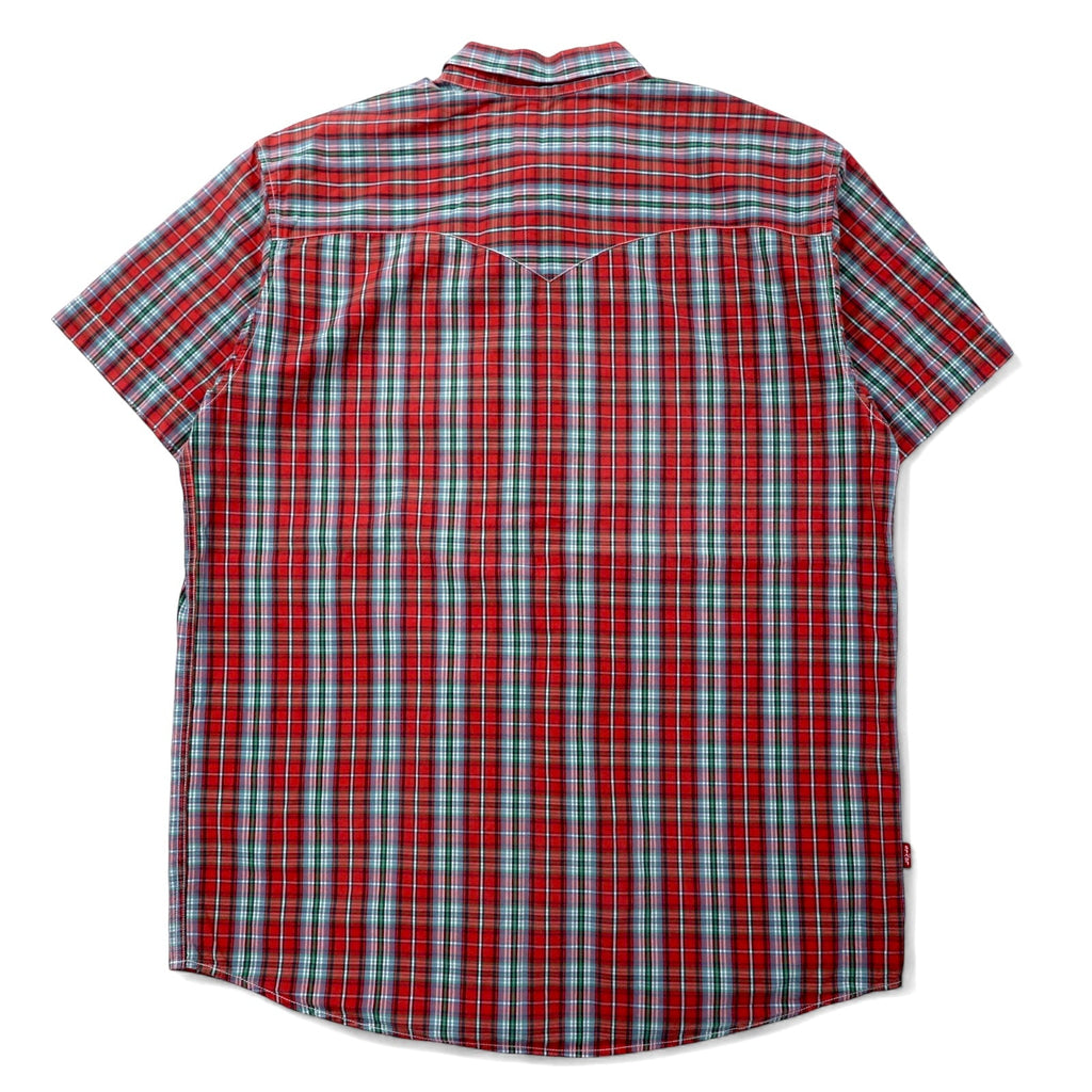 LEVI STRAUSS & Co. Euro Levis Classic Fit Camicia a maniche corte XL a quadri rossa in cotone Button Replacement