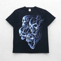 FRUIT OF THE LOOM Anni 2000 T-shirt con stampa teschio L Nero Cotone Fire Spirit