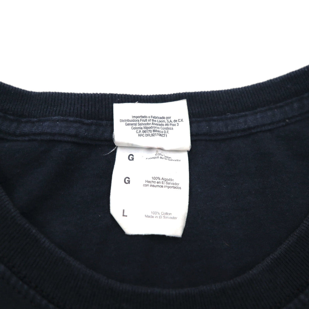 FRUIT OF THE LOOM Anni 2000 T-shirt con stampa teschio L Nero Cotone Fire Spirit