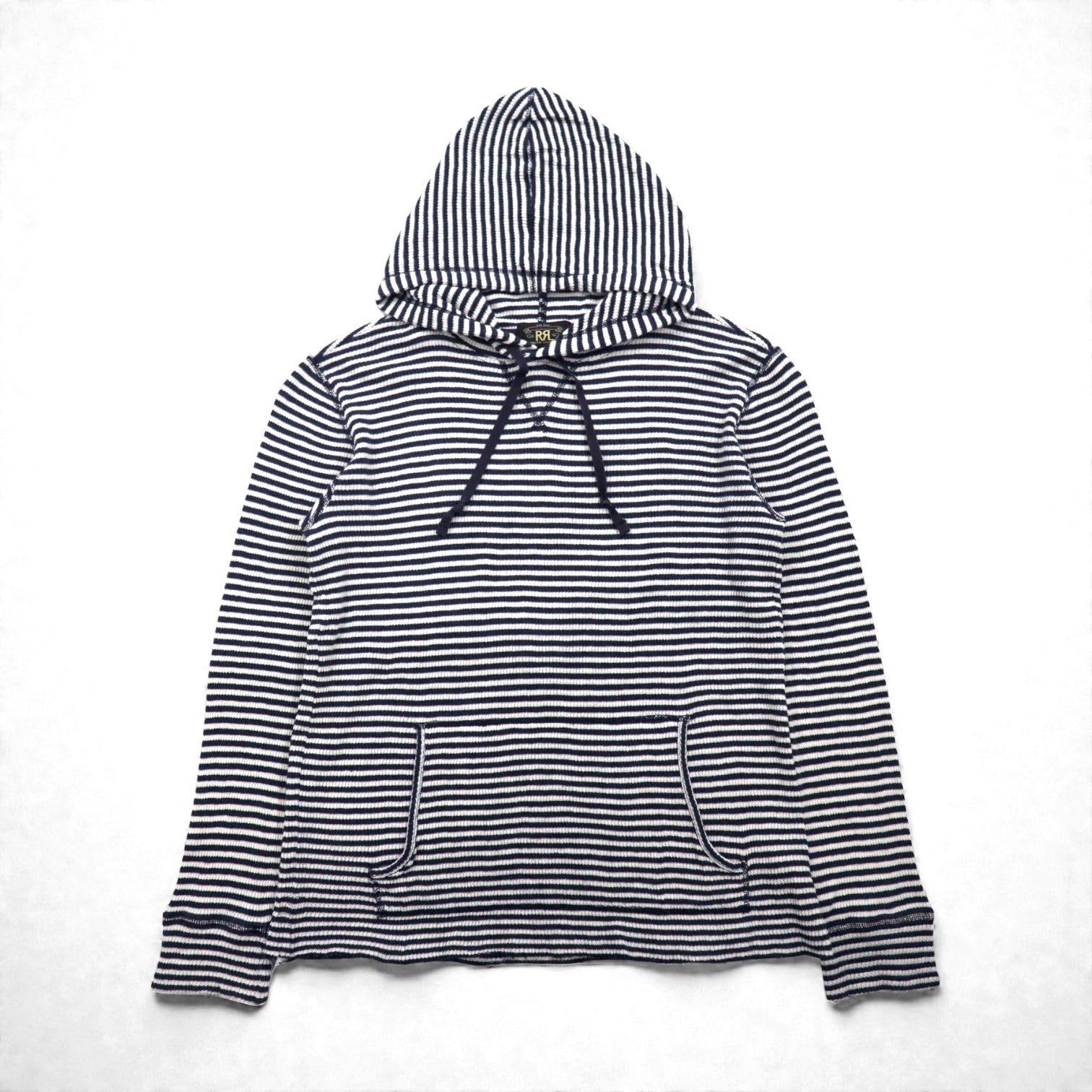 RRL ( Ralph Lauren ) サーマル プルオーバー パーカー L コットン ボーダー カンガルーポケット