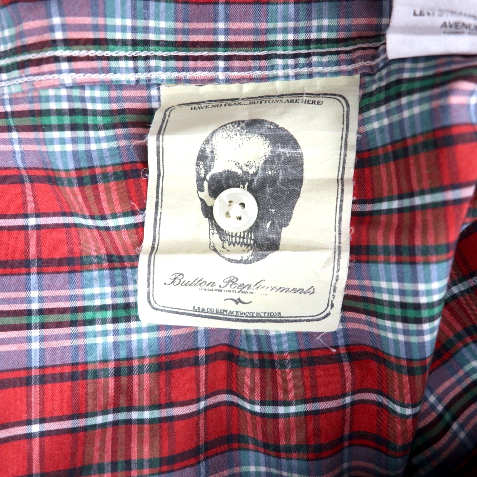 LEVI STRAUSS & Co. Euro Levis Classic Fit Camicia a maniche corte XL a quadri rossa in cotone Button Replacement