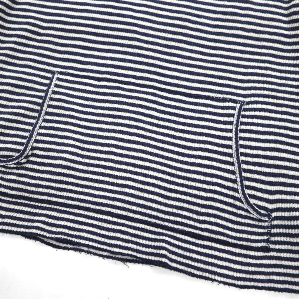 RRL ( Ralph Lauren ) サーマル プルオーバー パーカー L コットン ボーダー カンガルーポケット