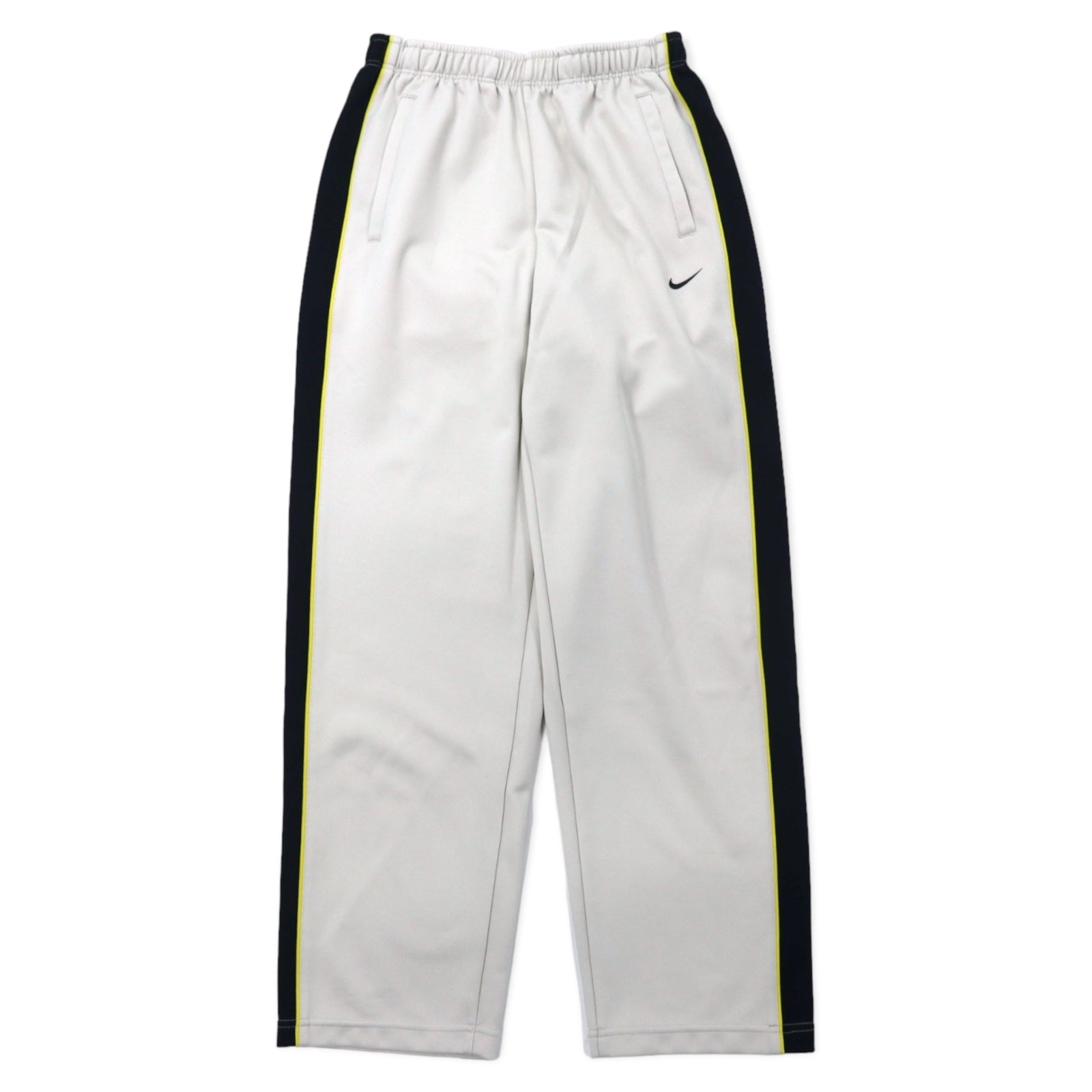 NIKE Pantaloni della tuta, taglia L, beige, poliestere, a righe laterali, logo Swoosh ricamato