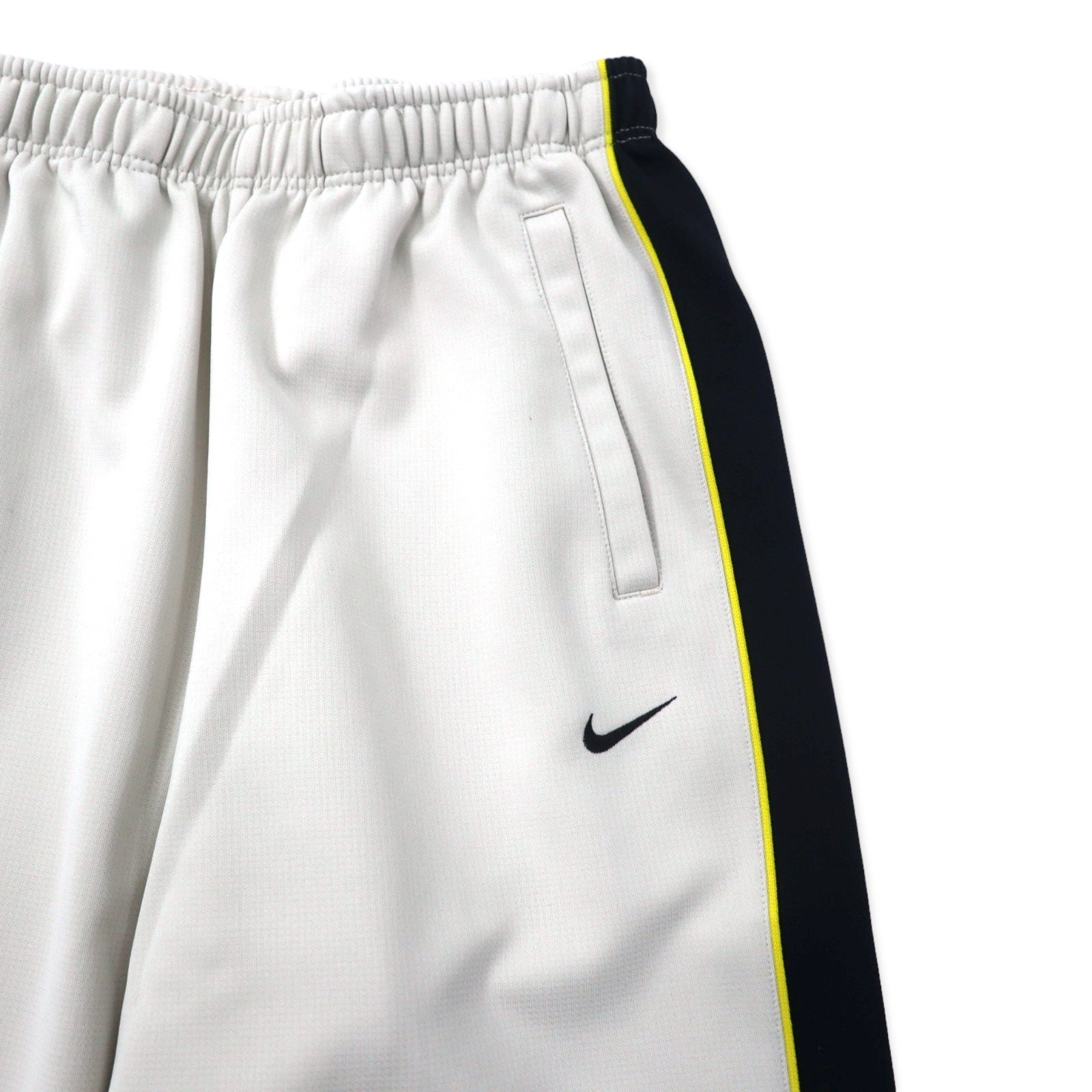 NIKE Pantaloni della tuta, taglia L, beige, poliestere, a righe laterali, logo Swoosh ricamato