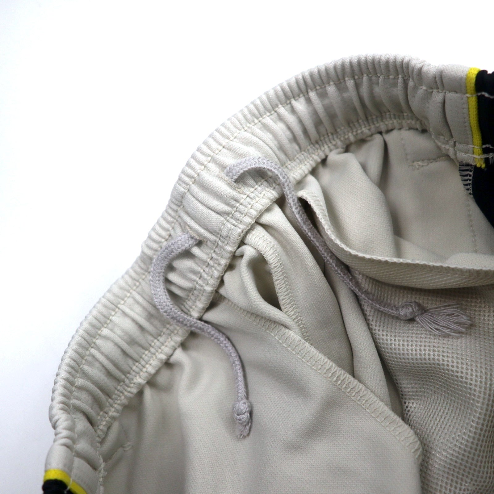 NIKE Pantaloni della tuta, taglia L, beige, poliestere, a righe laterali, logo Swoosh ricamato