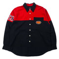 GUESS CLASSICS Camicia da lavoro con logo ricamato anni '90, taglia XL, bicolore nero e rosso, in cotone